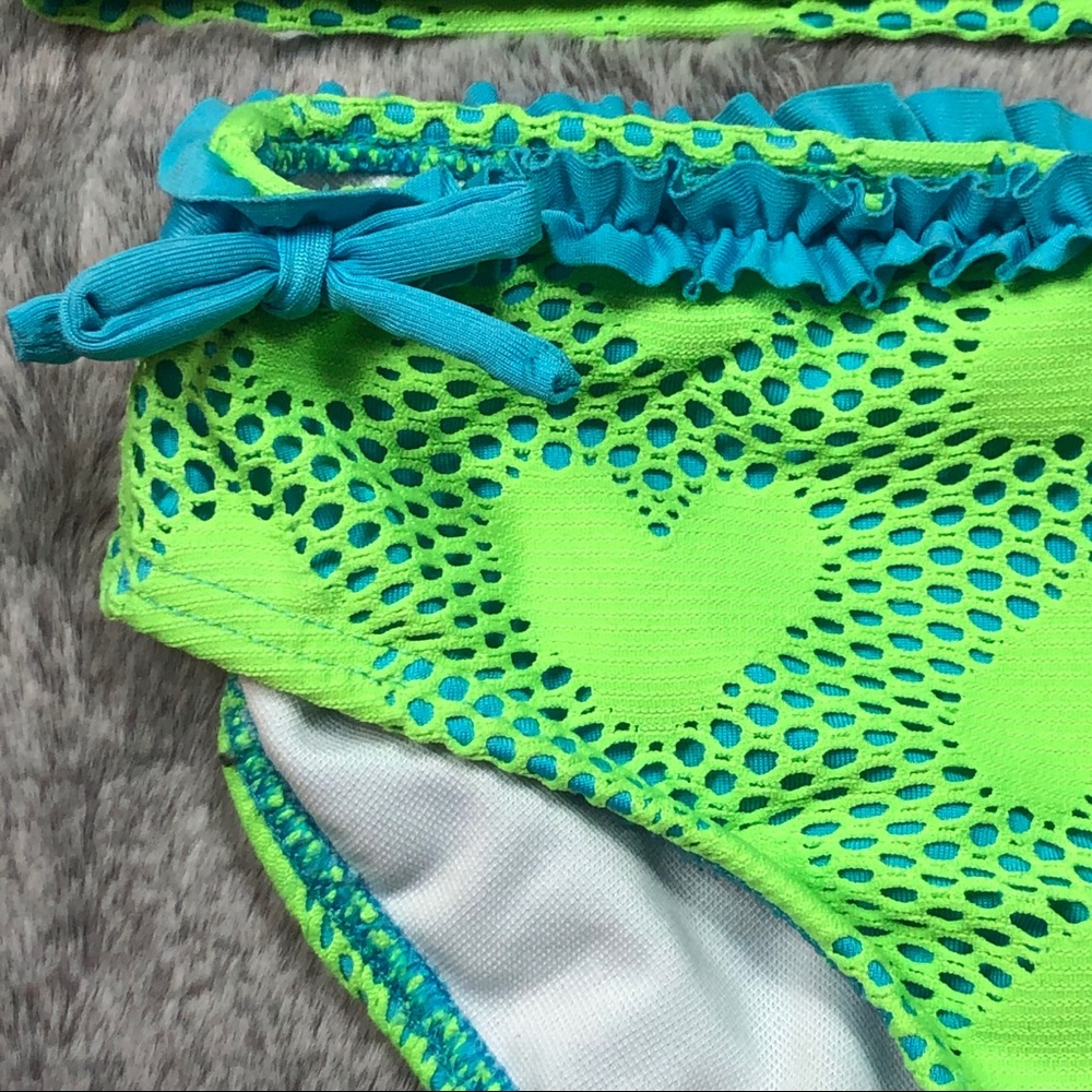 Lemon Kiss Lime Green Heart Print 2-piece size 7 - Picture 5 of 8